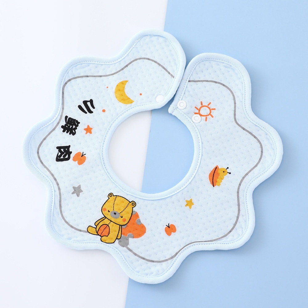 Yếm Ăn Cotton Hình Bông Hoa Xoay 360 Độ Dễ Thương Cho Bé