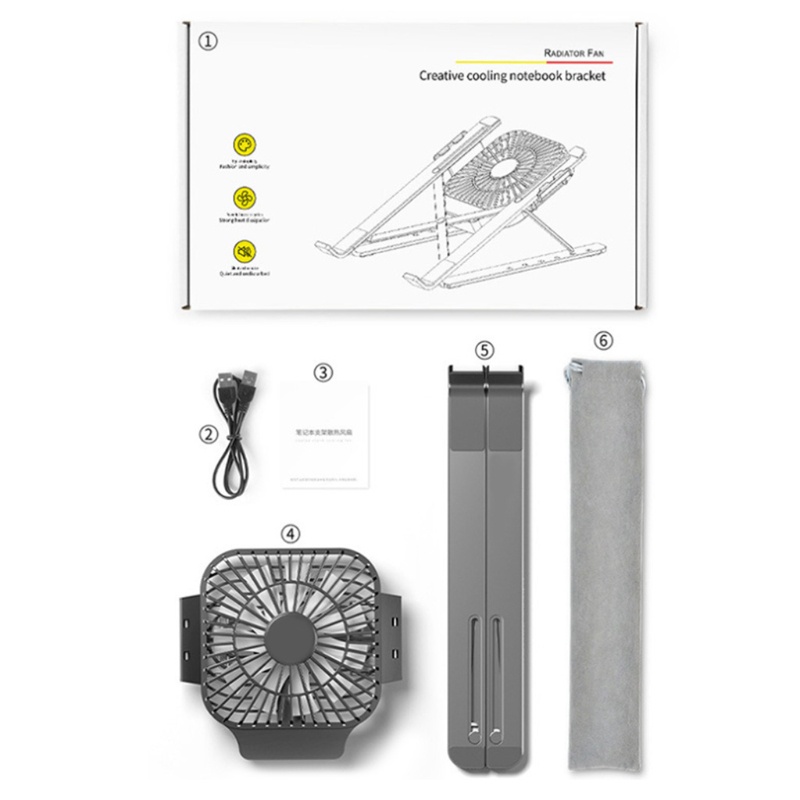 Giá đỡ máy tính xách tay bằng nhôm có thể điều chỉnh kèm quạt tản nhiệt gấp gọn | BigBuy360 - bigbuy360.vn