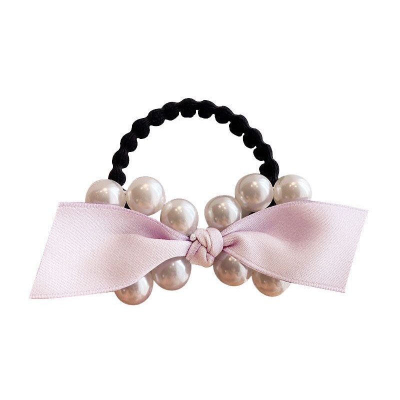 Dây Cột Tóc Co Giãn Đính Nơ Và Ngọc Trai Thời Trang Cho Nữ