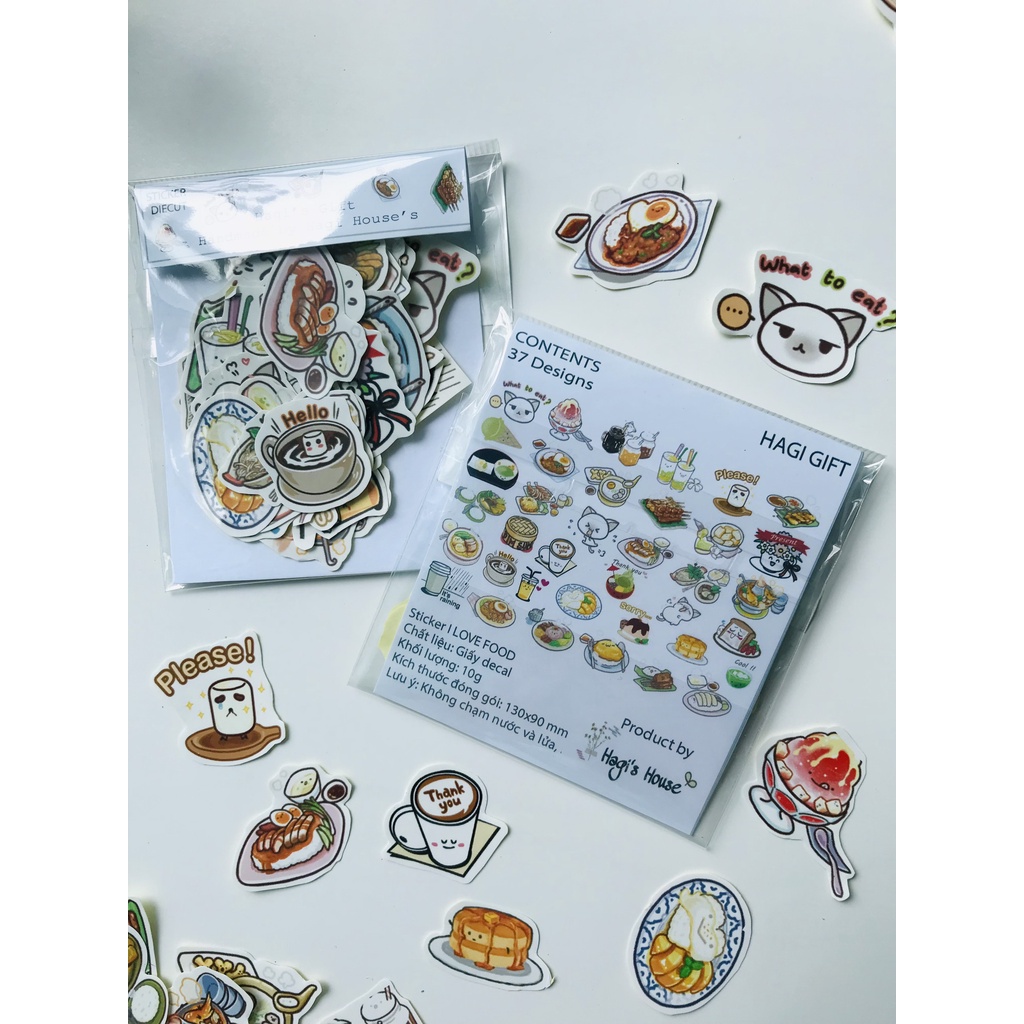 Sticker dán thức ăn, bánh kẹo, dễ thương, nhãn dán đồ nướng vui nhộn