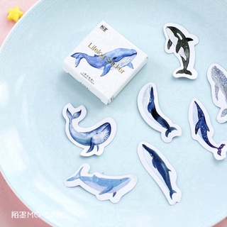Hộp 45 miếng dán sticker cá voi trang trí sổ