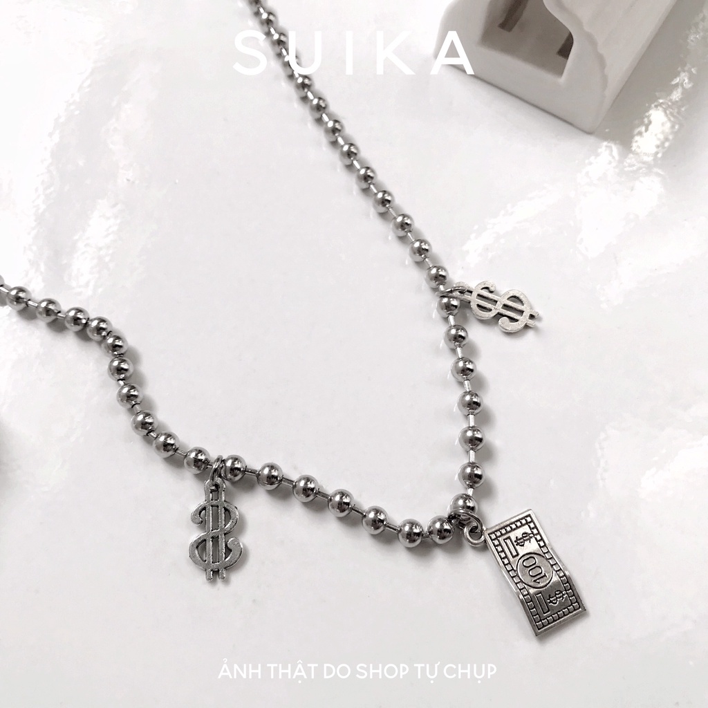 (ẢNH THẬT) Dây Chuyền Inox Charm Money Ball Chain Vòng Cổ Bi Cá Tính Suika.Acc