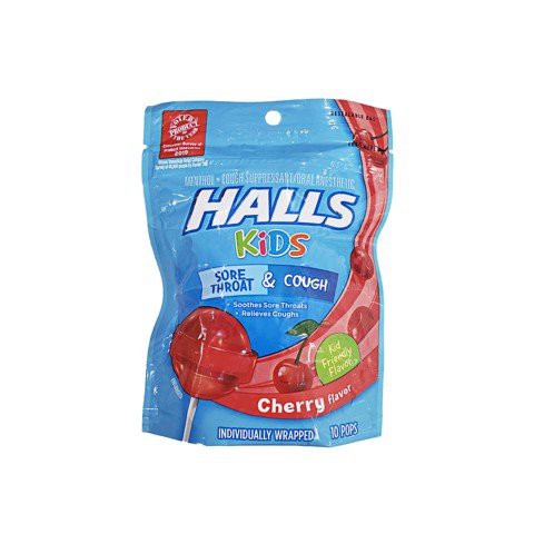 Kẹo Halls Kids Sore Throat & Cough Cherry 10 Cây