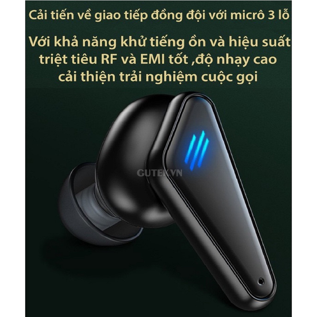 Tai nghe bluetooth gaming không dây Gutek K55 tws 5.0 có mic chơi game độ trễ thấp bass mạnh