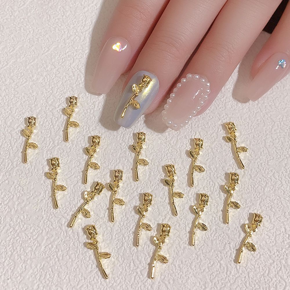 [Hàng mới về] Phụ kiện trang trí móng tay hình hoa hồng 3D bằng hợp kim sang trọng cho nữ
