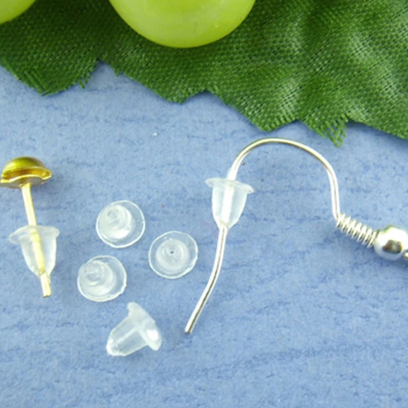 Set 500 Nút Bịt Tai Bằng Silicon Trong Suốt Chống Dị Ứng DIY Kèm Hộp Đựng Tiện Lợi