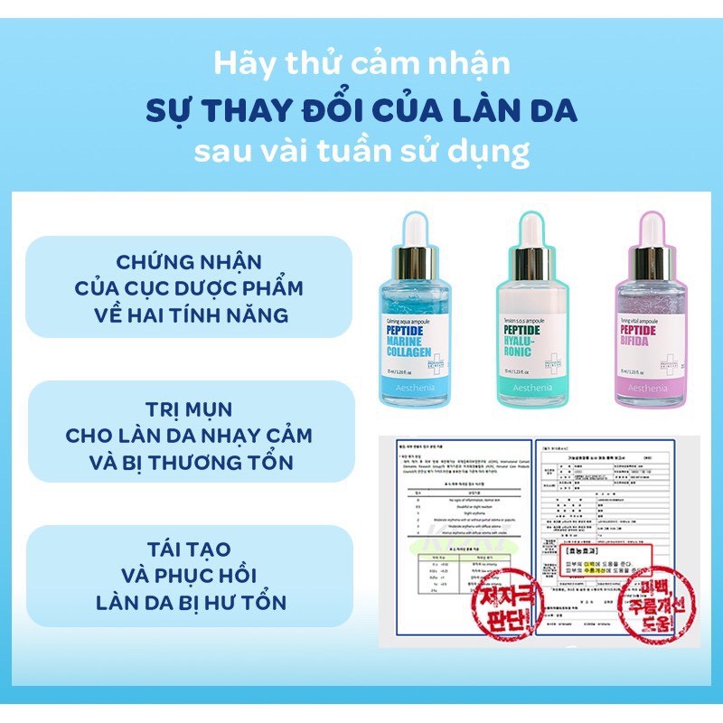 [TẶNG MẶT NẠ NHAU THAI CỪU] Tinh chất tươi dưỡng da Aesthenia Peptide Ampoule | BigBuy360 - bigbuy360.vn