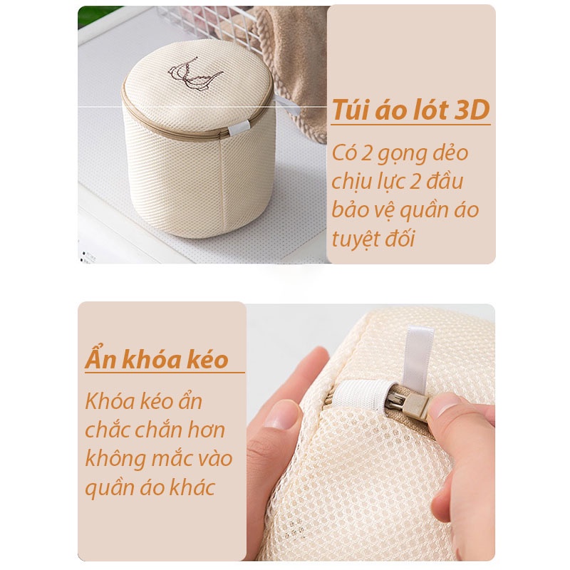 Túi lưới giặt đồ quần áo máy giặt vải 3 lớp cao cấp chống nhàu nát quần áo có khóa kéo BeeJoo