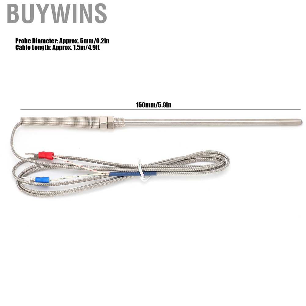 Buywins 5.9in K-Type Probe Thermocouple Precise 0-800°C Temperature Test Stainless Steel M8 Thread