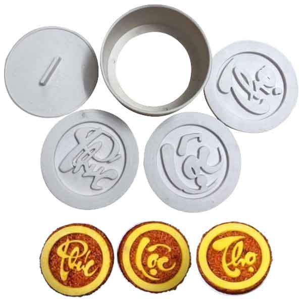 Bộ khuôn xôi tròn Tết 2023 Phúc Lộc Thọ Chất Liệu Nhựa An Toàn Đường Nét Rõ Ràng Tinh Xảo