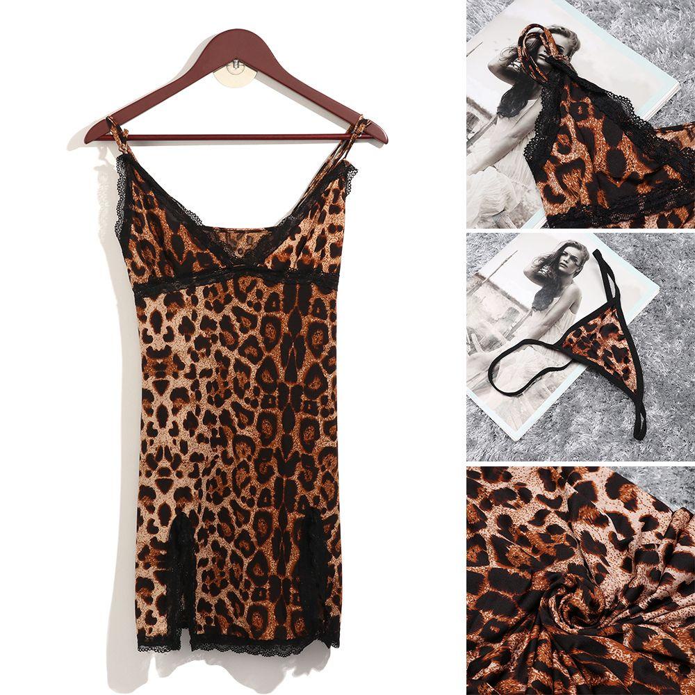 Bộ Đồ Lót Phối Ren Họa Tiết Da Báo Quyến Rũ Cho Nữ