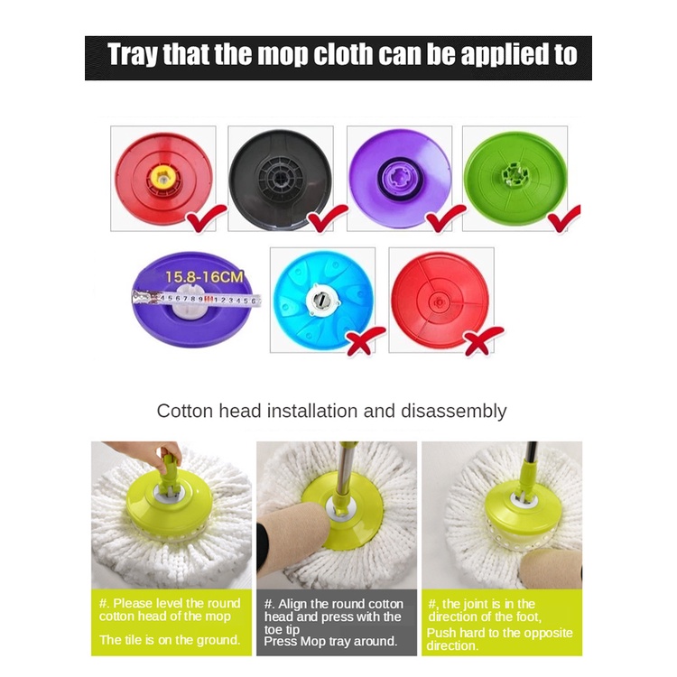 Giẻ Lau Nhà Cotton Xoay 360 Độ Thay Thế Tiện Dụng Cho Gia Đình