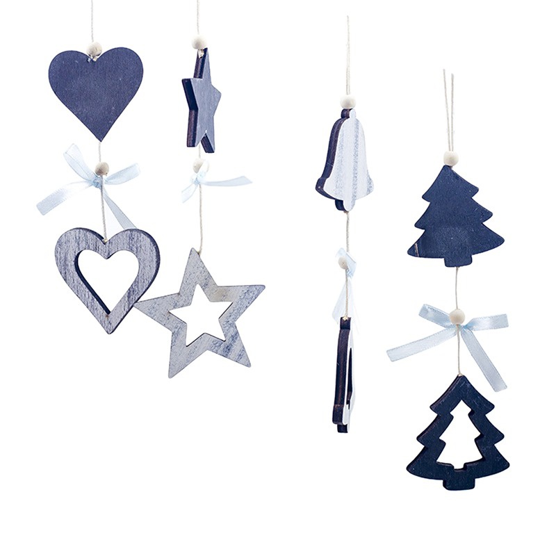 4PCS Diy Natural Christmas Tree Wooden Chip Xmas Hanging Ornaments Pendants Kids Gifts Christmas Tree Decoration