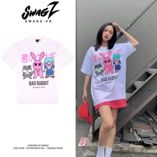 Áo thun tay lỡ SWAGZ phông Unisex nam nữ Cotton oversize form rộng Rabbit N Homies