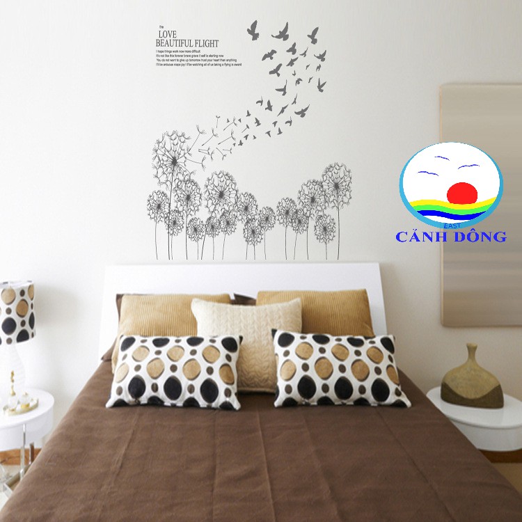 Decal dán tường bồ công anh trang trí sang trọng ý nghĩa