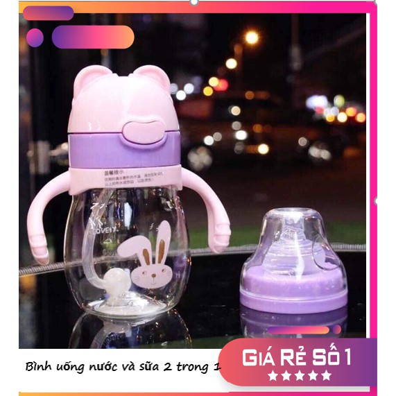 Bình Uống Nước Và Sữa tai mèo 320ml 2 in 1