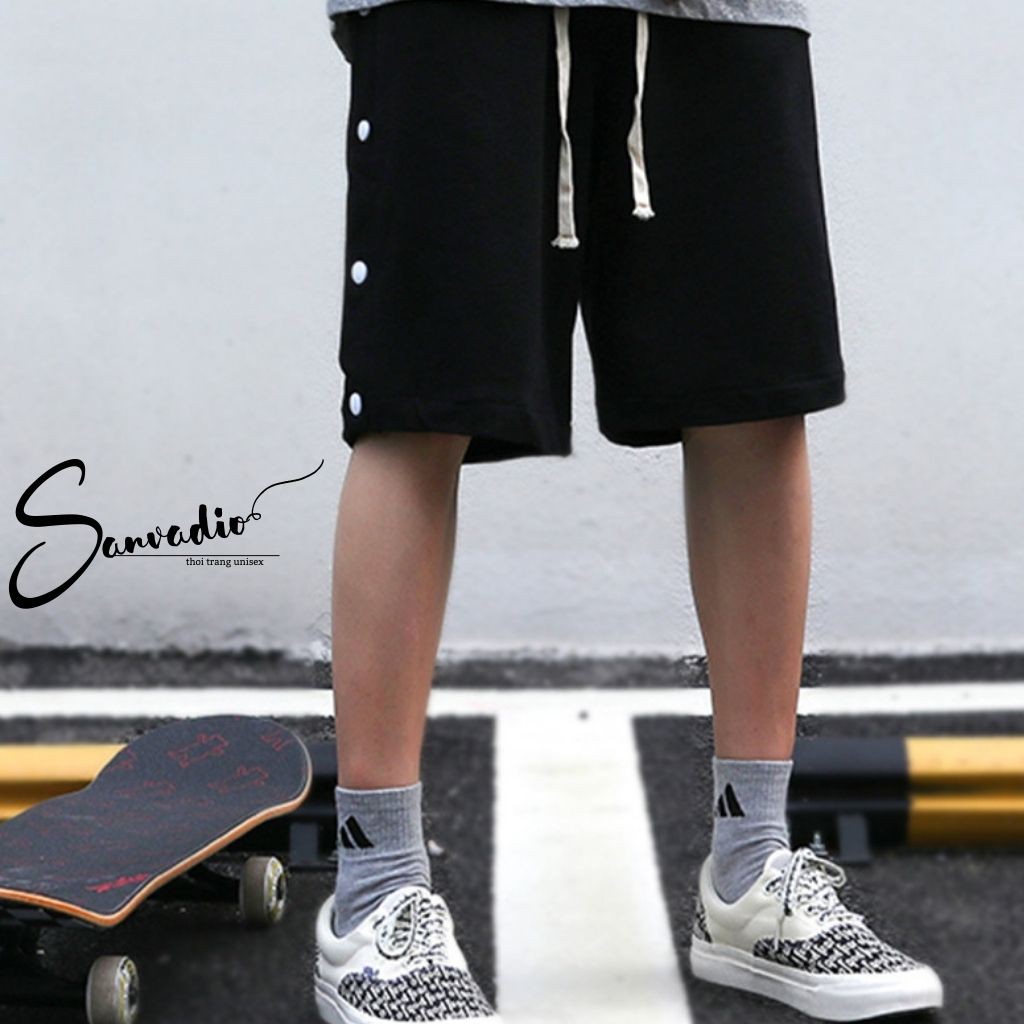 Quần SHORT TRƠN khuy nút unisex Sanvadio thể thao basic nam nữ oversize phong cách đường phố Hàn Quốc  ullzang QĐ01