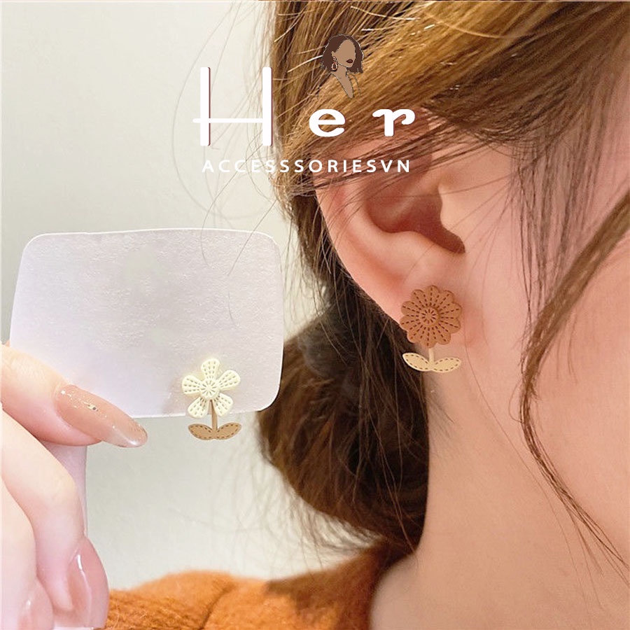 Bông tai đi biển hoa cúc màu sắc, chuôi xỏ bạc 925  Her Accessories H117