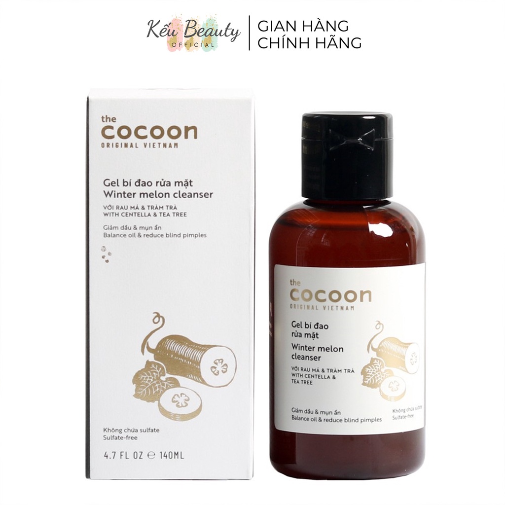 Gel rửa mặt bí đao Cocoon Winter Melon Cleanser kiềm dầu giảm mụn ẩn 140ml