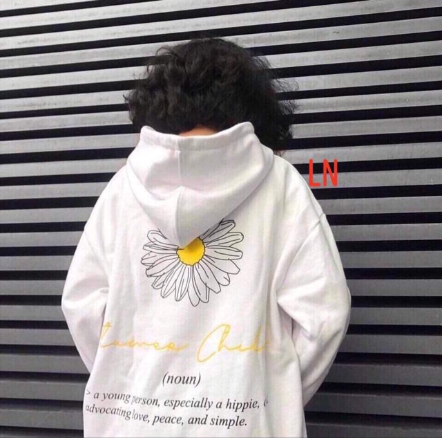 Áo hoodie hoa cúc trắng in lưng LNG1019