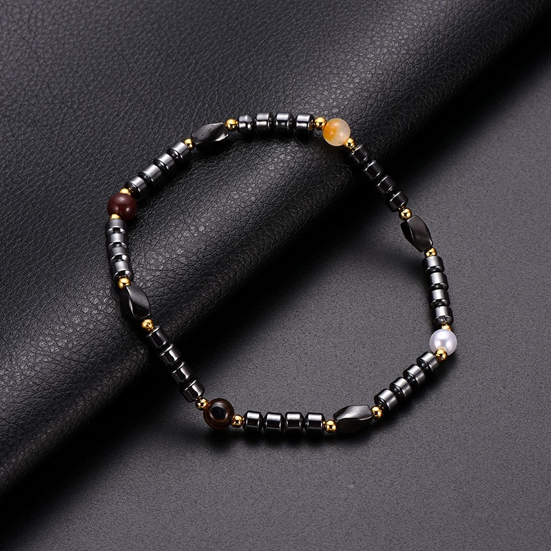 Vòng Tay Chuỗi Hạt Từ Tính Màu Đen Co Giãn Tốt Cho Nam Và Nữ