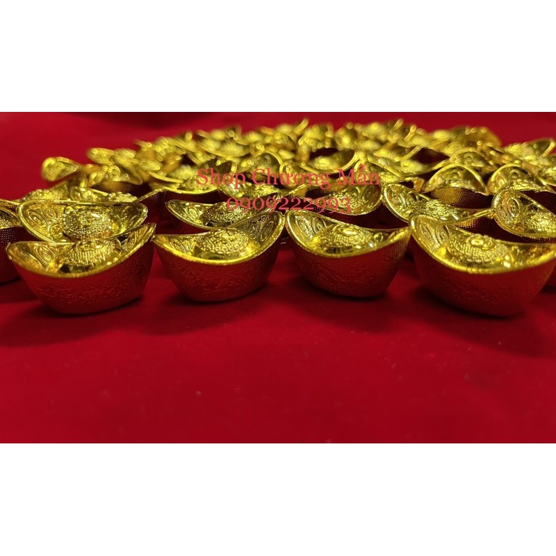 100 Cục Thỏi Vàng Nhựa Xi 3cm Trang Trí Tháp Tỏi, Tháp Bánh