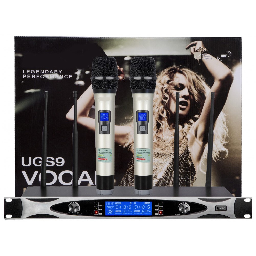 [TẶNG 2 MICRO] Micro SHURE- UGS9 chống hú tốt, sóng UHF thu phát 4 râu bắt sóng xa 100M, hát karaoke cực đỉnh - giá rẻ