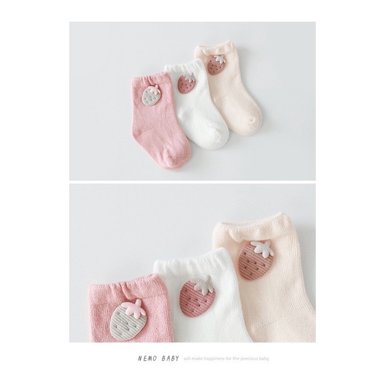 Set 3 tất Nemo Kid đính thỏ, gấu, carot, dâu tây