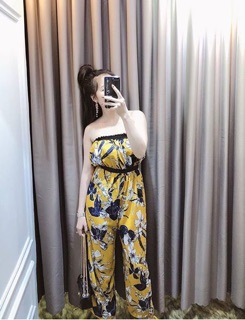 JUMPSUIT HOA ỐNG NHÚN BO