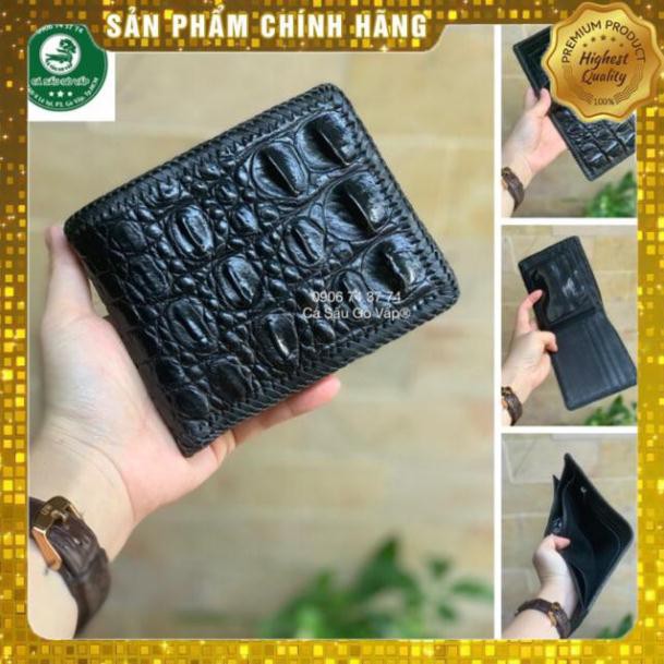 Thẻ BH 12 Tháng -  Ví Da Cá Sấu Đan Tay Màu Đen ( 1 Mặt ) . Hàng Cao Cấp, xịn, Rẻ, Đẹp