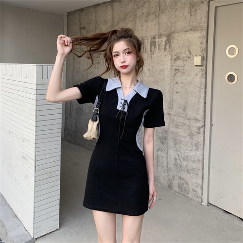 Đầm Perty cổ bẻ phong cách Hàn Quốc thời trang mùa hè cho nữ