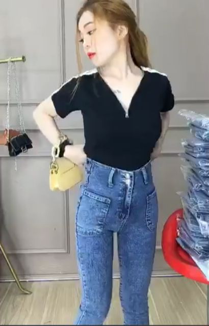 Quần jean nữ cạp siêu cao, 2 khuy (video+ảnh thật) | BigBuy360 - bigbuy360.vn