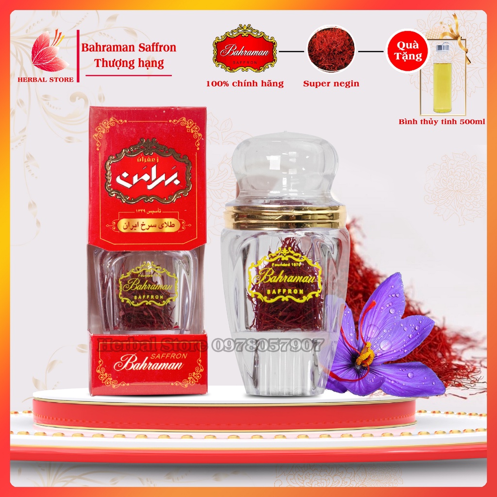 Saffron nhụy hoa nghệ tây chính hãng Bahraman Iran loại super negin cao