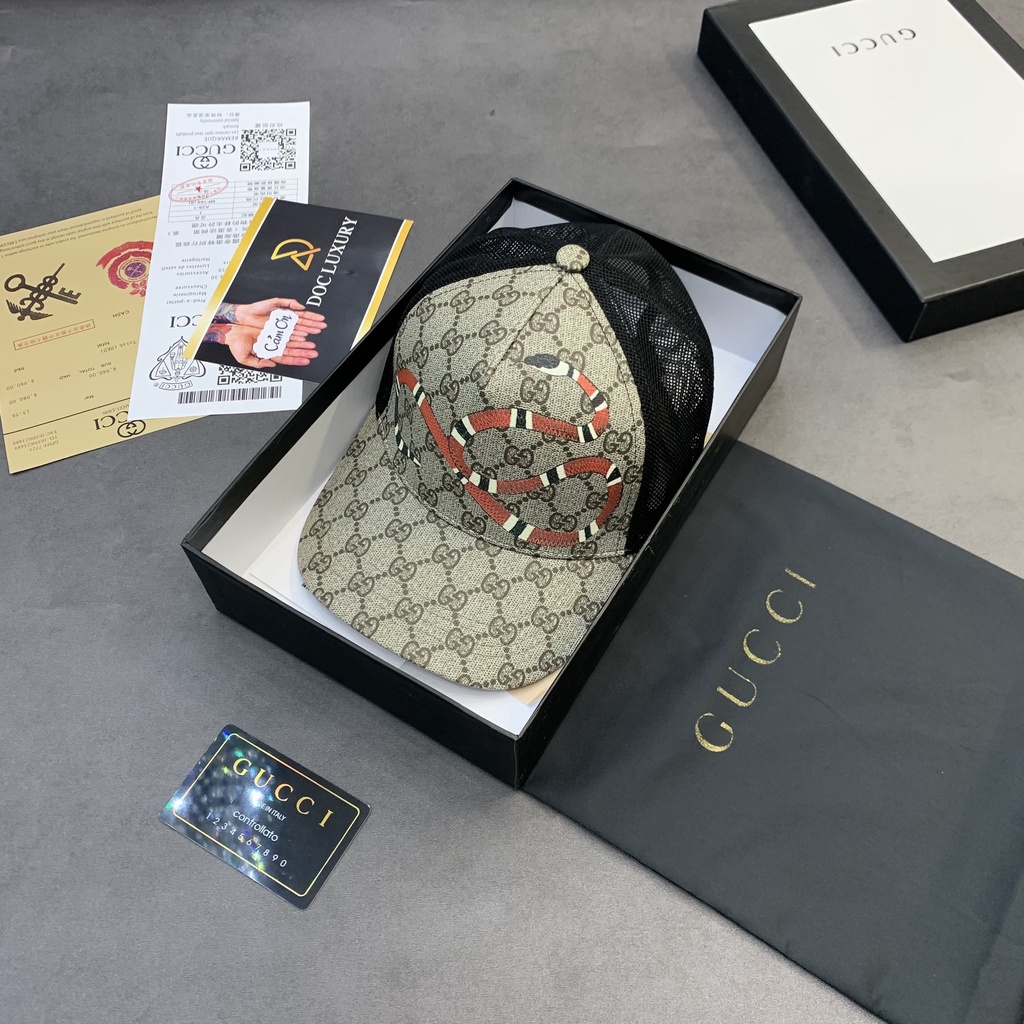 Nón gucci rắn, mũ lưỡi trai nam nữ cao cấp họa tiết sắc nét kiểu dáng thời trang GCRAN-01