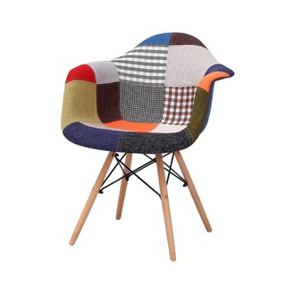 Ghế thổ cẩm Eames kiểu dáng thuyền chân gỗ đan sang trọng có tay vịn