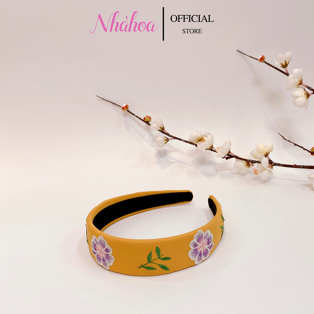 Băng Đô Mấn Tóc Vải Thêu Hoa Nổi- Sẵn - Chính Hãng NHÀ HOA