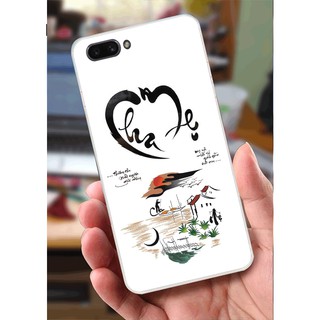 Ốp Lưng Oppo A3s (dẻo viền trắng trong) - Cha Mẹ, Thư Pháp, Phúc Lộc