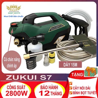 MÁY XỊT RỬA XE CHỈNH ÁP ZUKUI S7 - 2800W - DÂY 15M - Tặng kèm bình bọt tuyết, cây nối dài inox