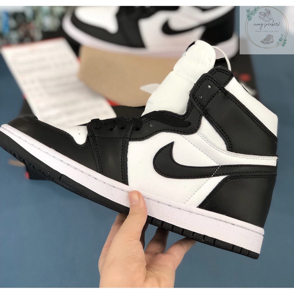 Giày Sneaker size Nữ màu TRẮNG ĐEN cổ cao, Giày Nike Air Jordan 1 JD 1 Panda Cổ Cao Cao Cấp 2021 HÀNG MỚI