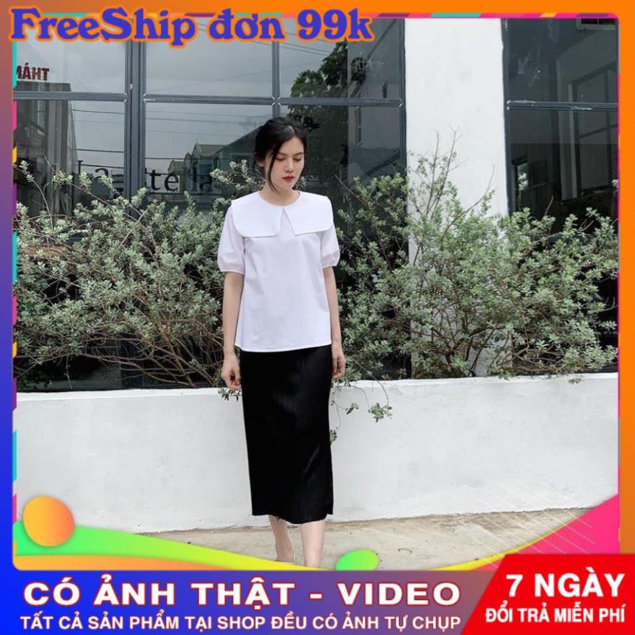Áo sơ mi trắng cổ cách điệu