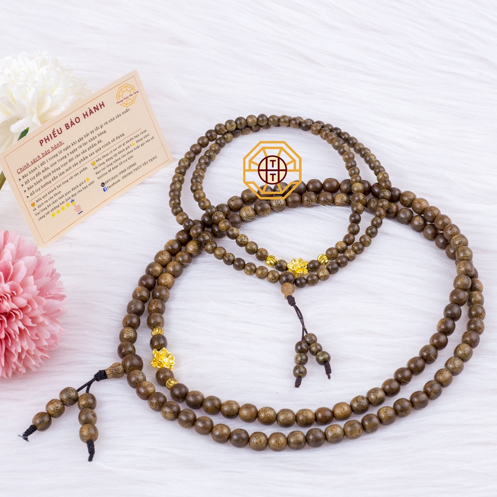 Vòng Trầm Hương Tốc [TẶNG TÚI GẤM] Có Mẫu mix Hoa Sen, Vòng tay phong thủy gỗ chuỗi tràng 108 hạt - Phong Thủy Tây Tạng
