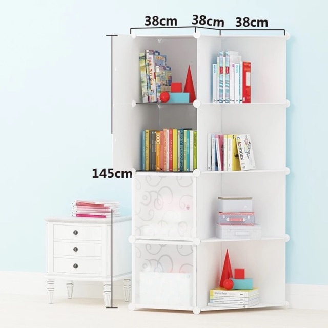 Tủ nhựa ghép 4ô kèm 4 góc sâu 47cm. Tặng 1 treo đồ.