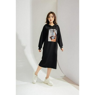 Váy hoodie nỉ da cá in hình CCHAT
