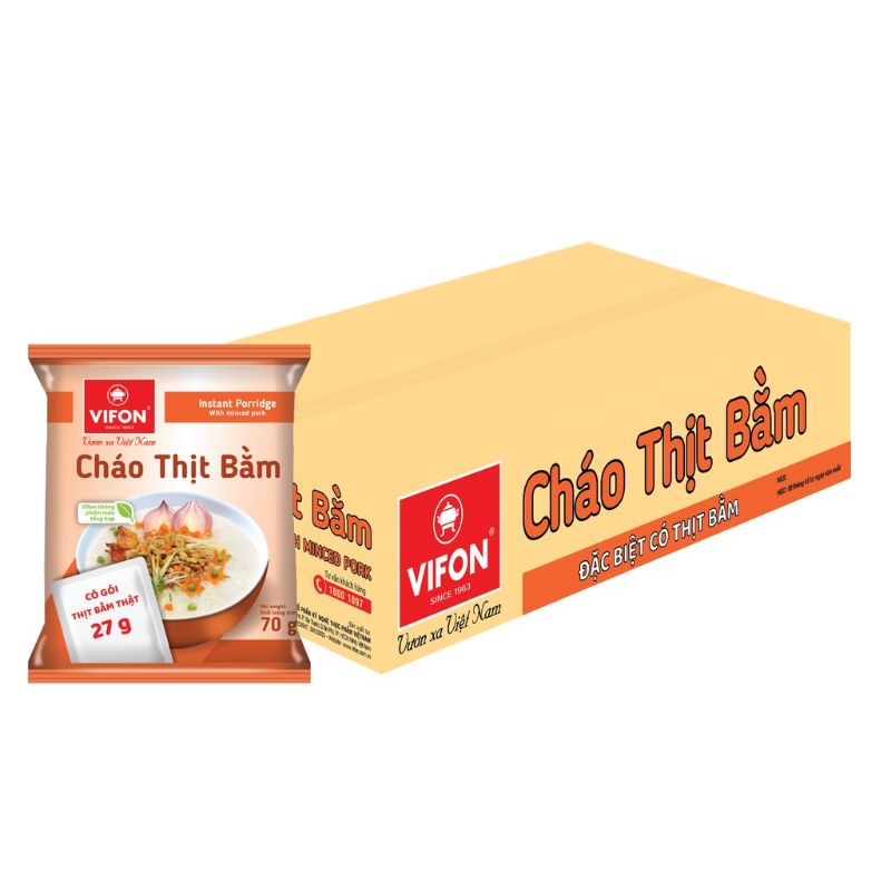 Gói Cháo Thịt Bằm 1 thùng 50 gói Có Gói Thịt Thật VIFON 70g/Gói