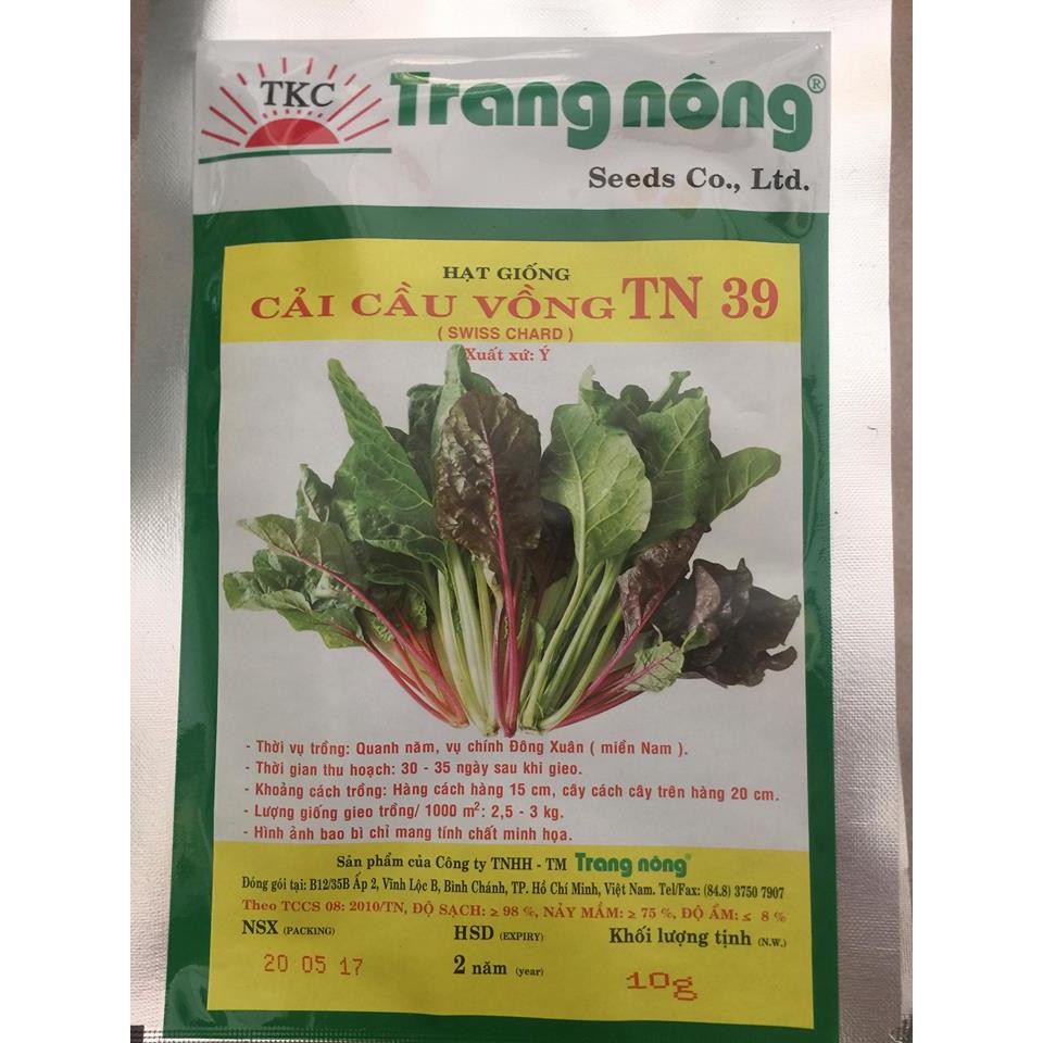 hạt giống cải cầu vồng Trang Nông - gói 10gr