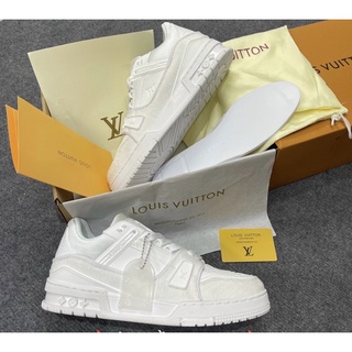 Giày lv trainers sneaker all white lai au