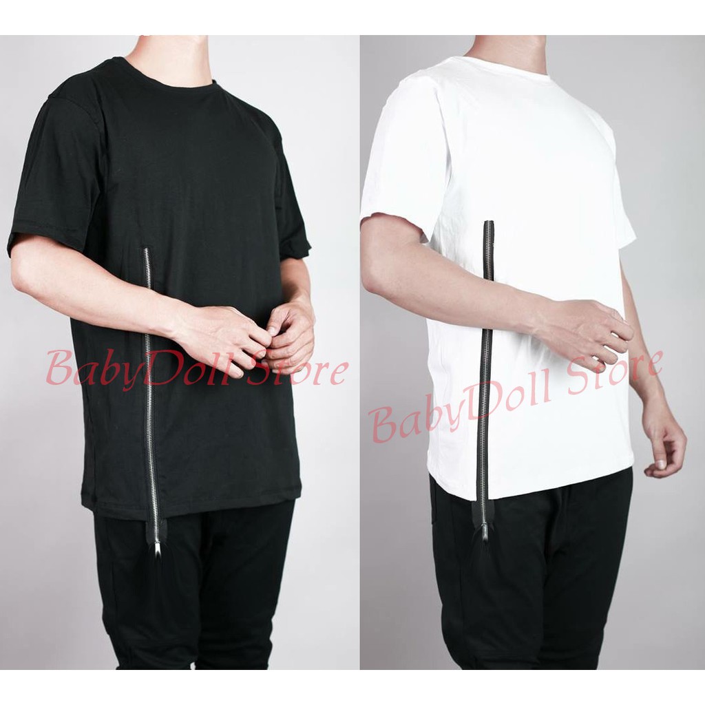 Áo thun nam phối zip dài 3 size