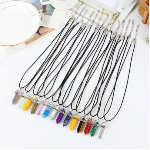 Vòng cổ Mặt Đá Thạch Anh Lục Giác Tự Nhiên Thời Trang
