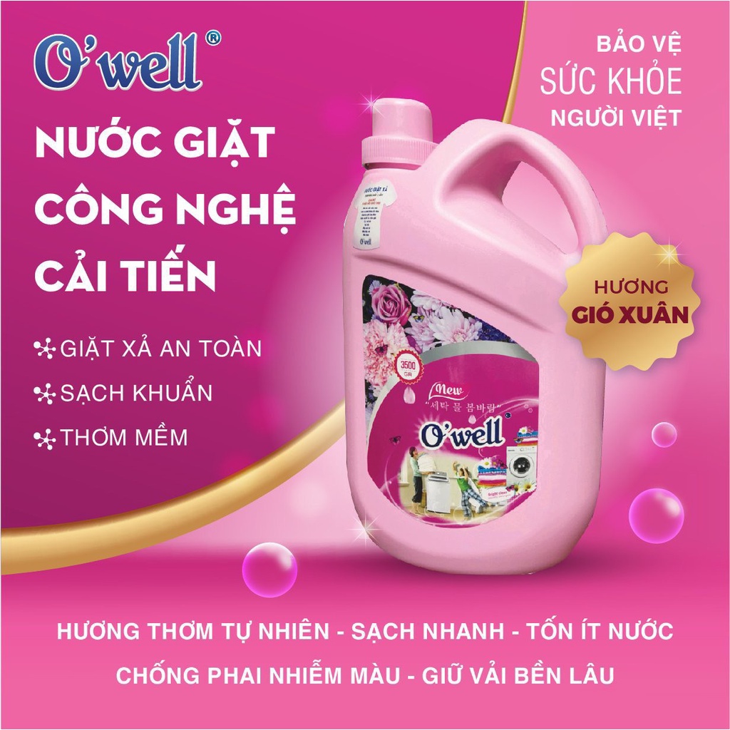 Combo Tiết Kiệm 4 Can Nước Giặt O'well Hương Đam Mê, Ngàn Hoa, Sắc Xuân, Gió Biển