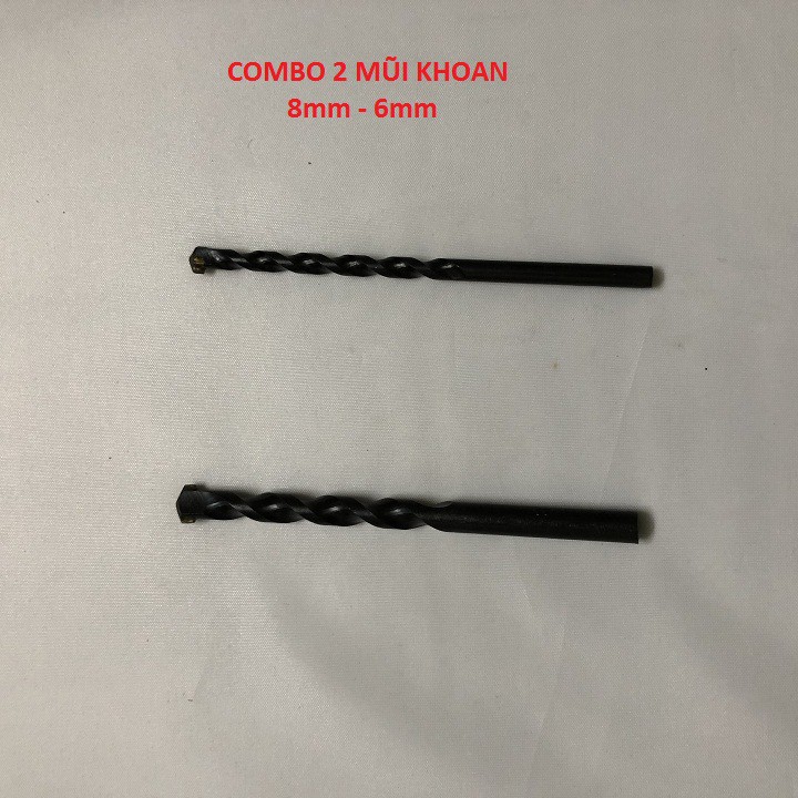 Mũi Khoan Tường Khoan Bê Tông, Combo 2 mũi khoan 8mm và 6mm Chính Hãng DIAGER